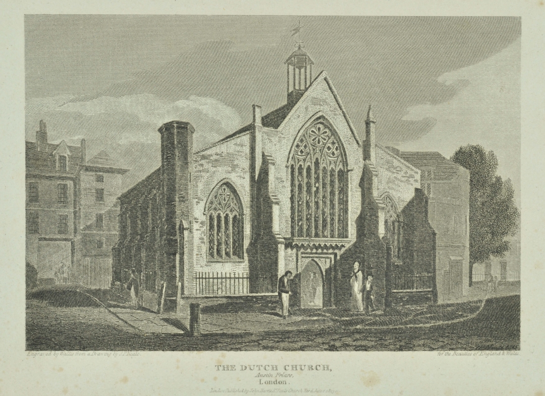 1813 engraving of the Dutch Church, Austin Friars