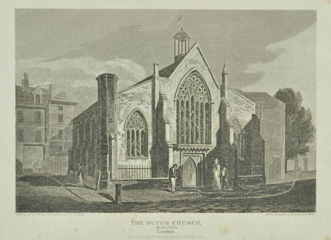 1813 engraving of the Dutch Church, Austin Friars