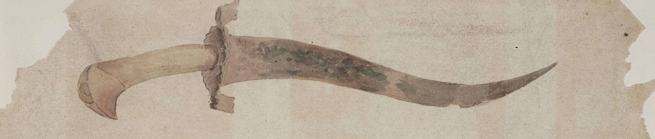 a long curved weapon in the shape of a knife