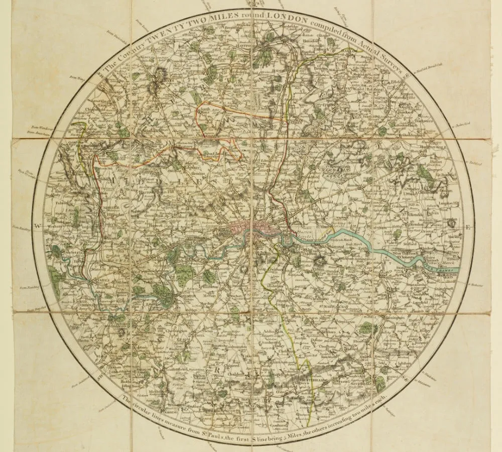 The country twenty two miles round London map, 1786.