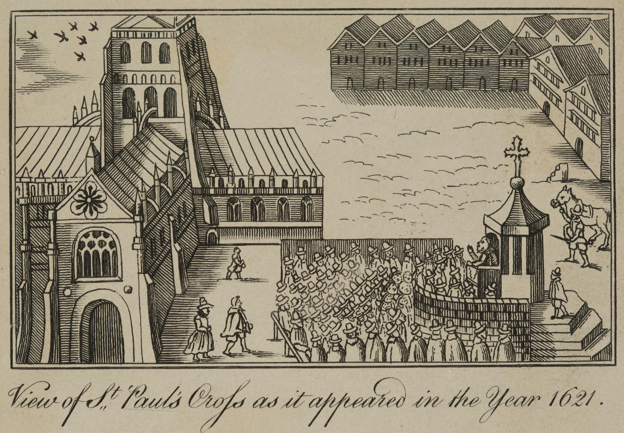 a church with a crowd of people outside