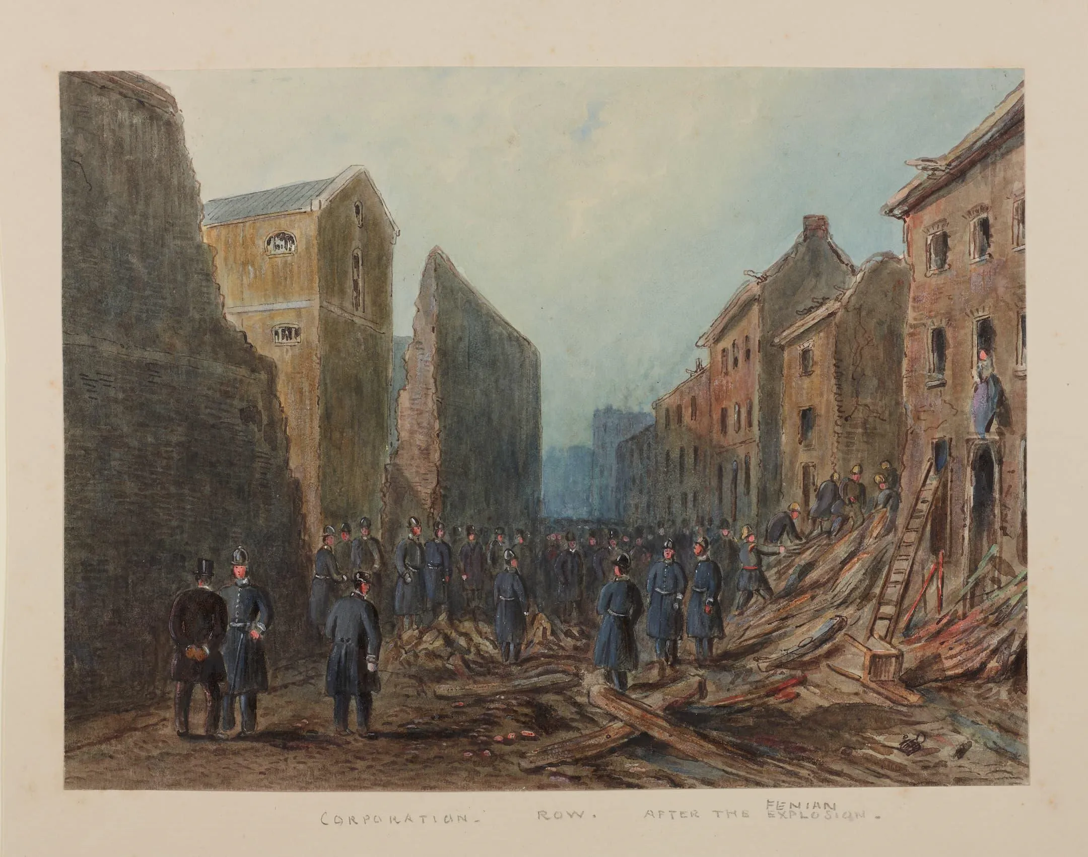 buildings collapsed with police officers amongst the debris