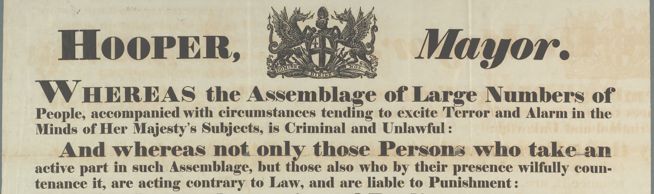 text relating to the assemblage of large numbers of people being liable to punishment