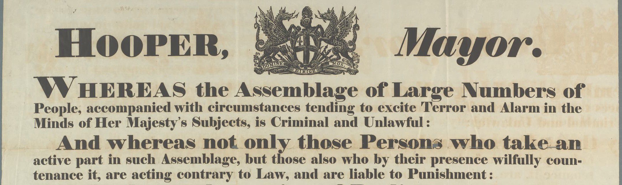 text relating to the assemblage of large numbers of people being liable to punishment