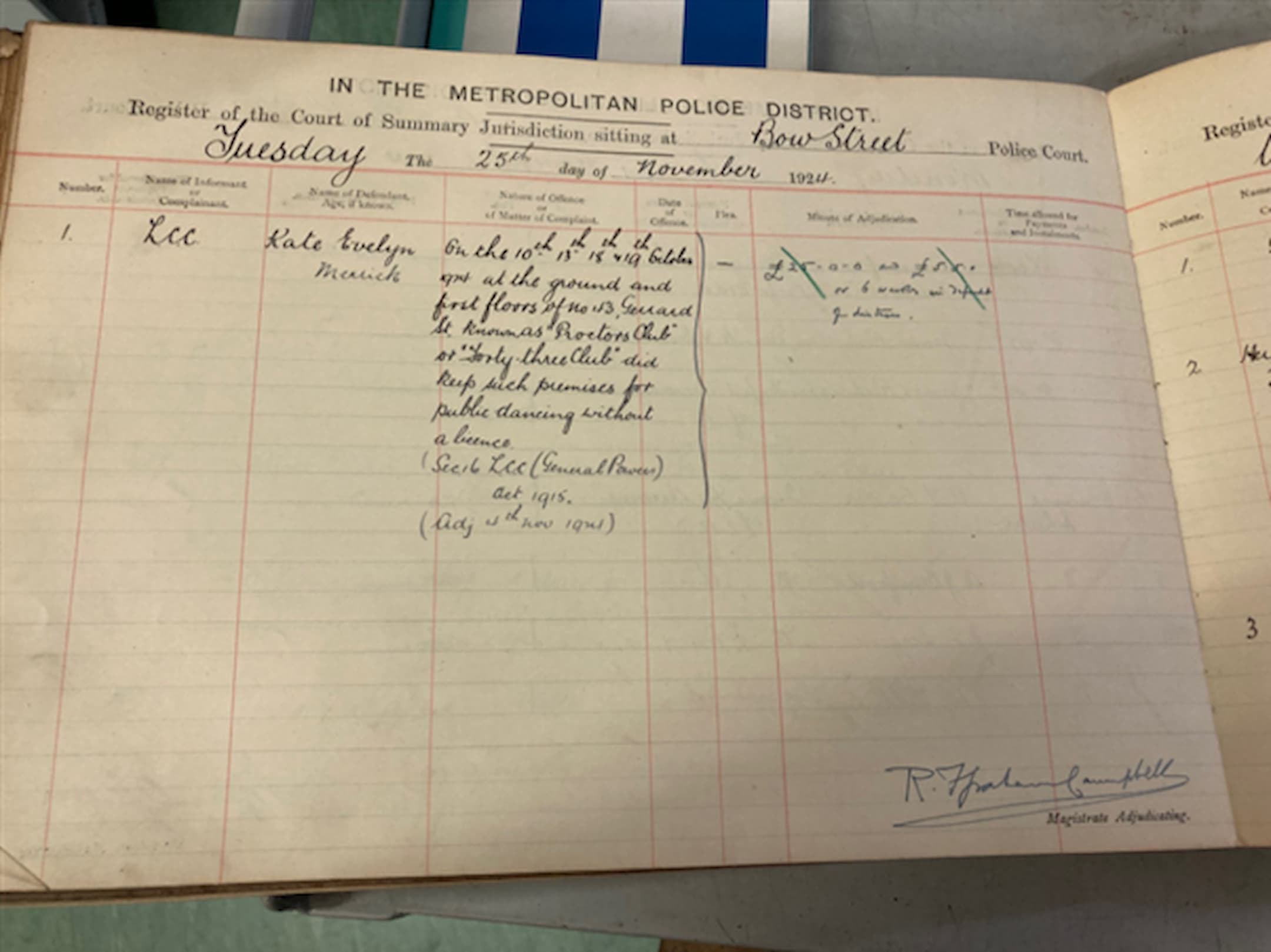 text within a court register