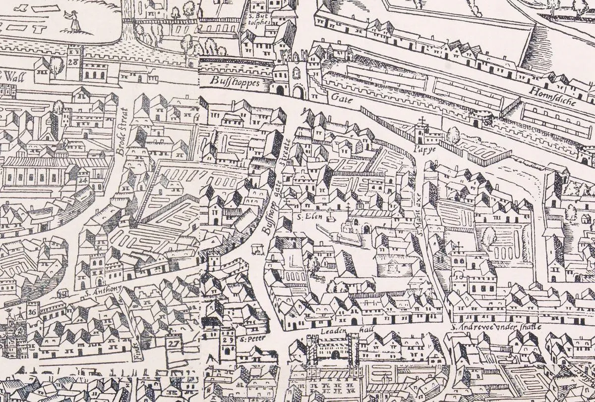 Block printed map of London during 1560s