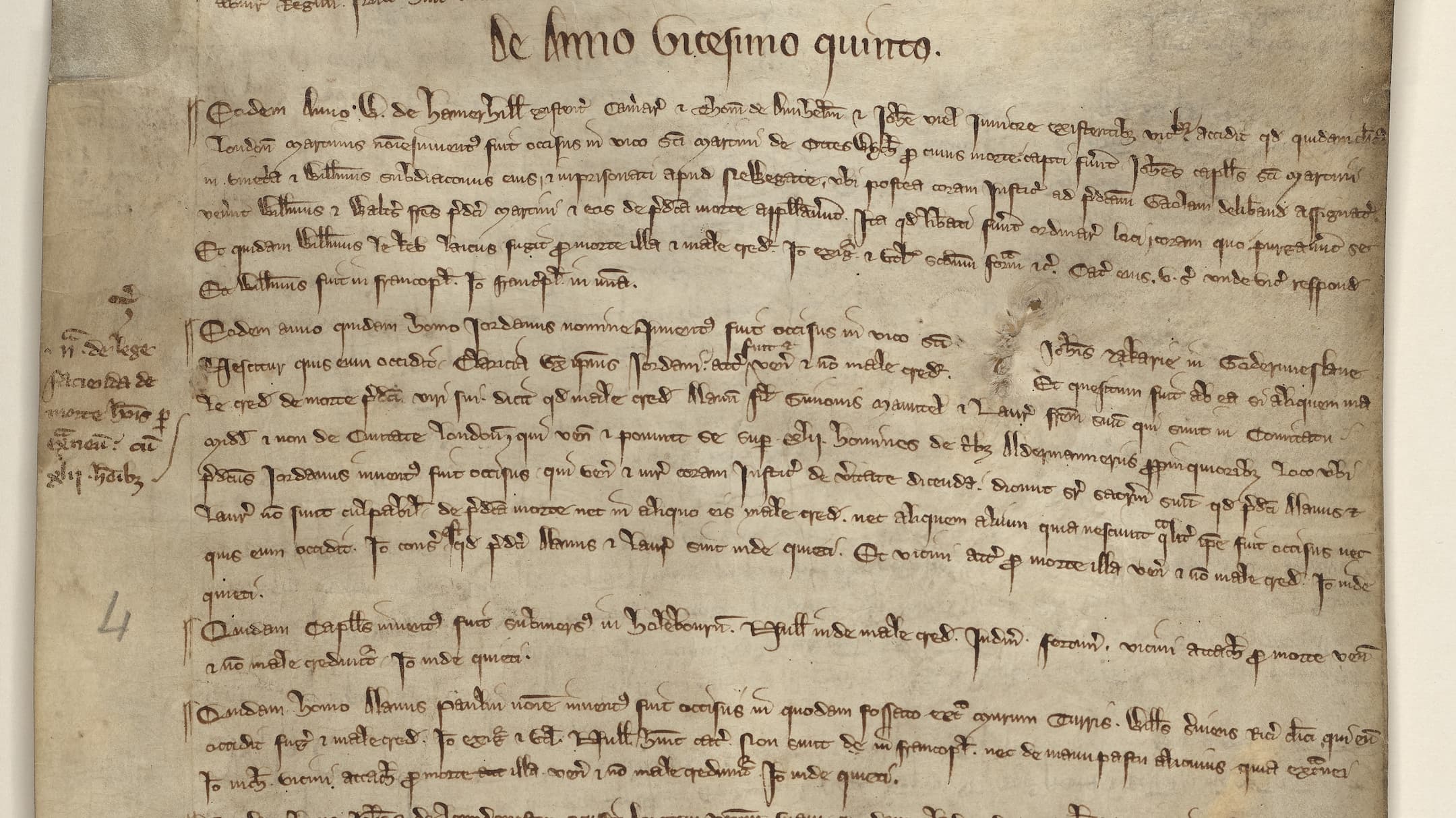 Medieval court roll with old text