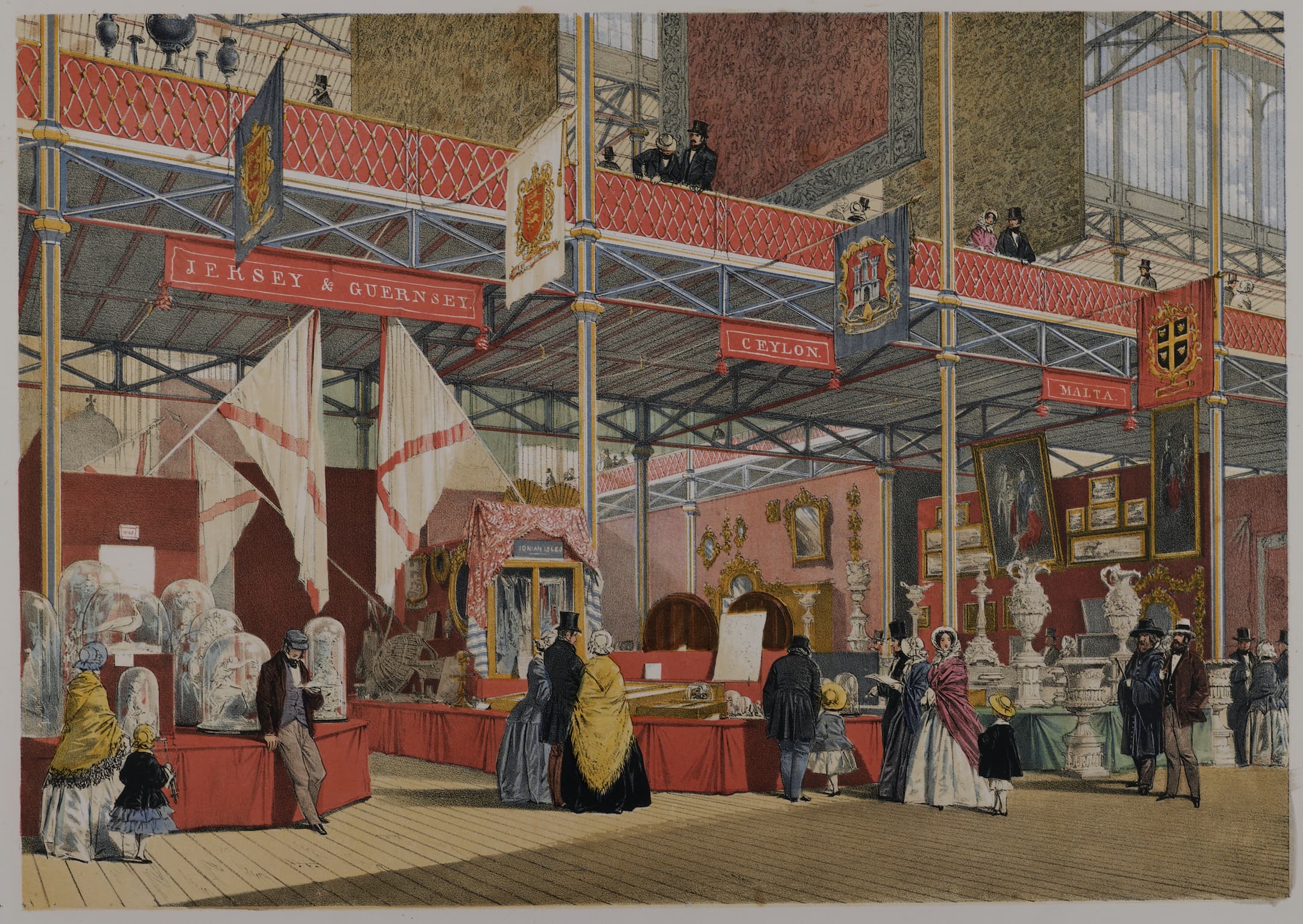 different products are laid out from various countries including Jersey and Malta