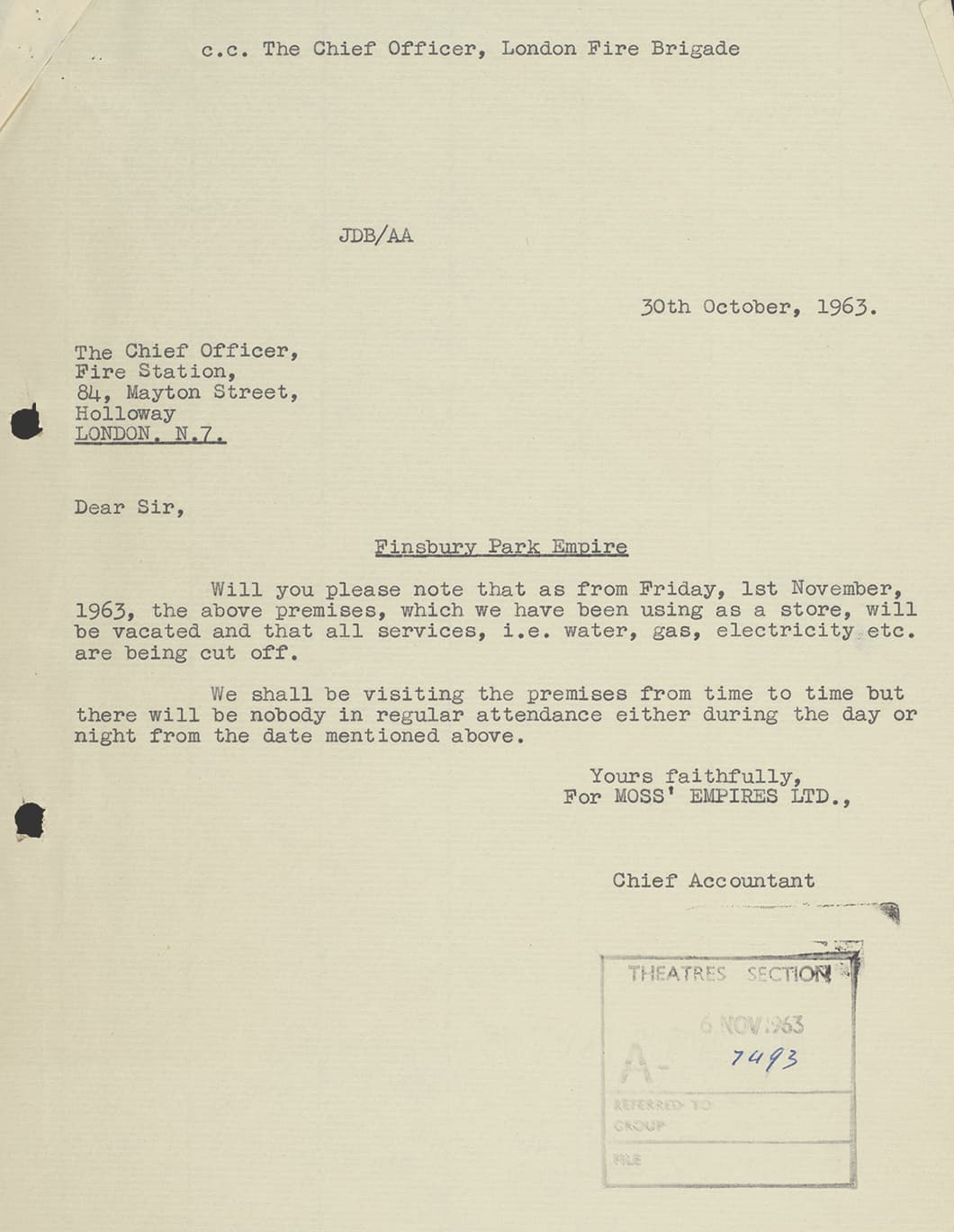 Typed letter from 1963
