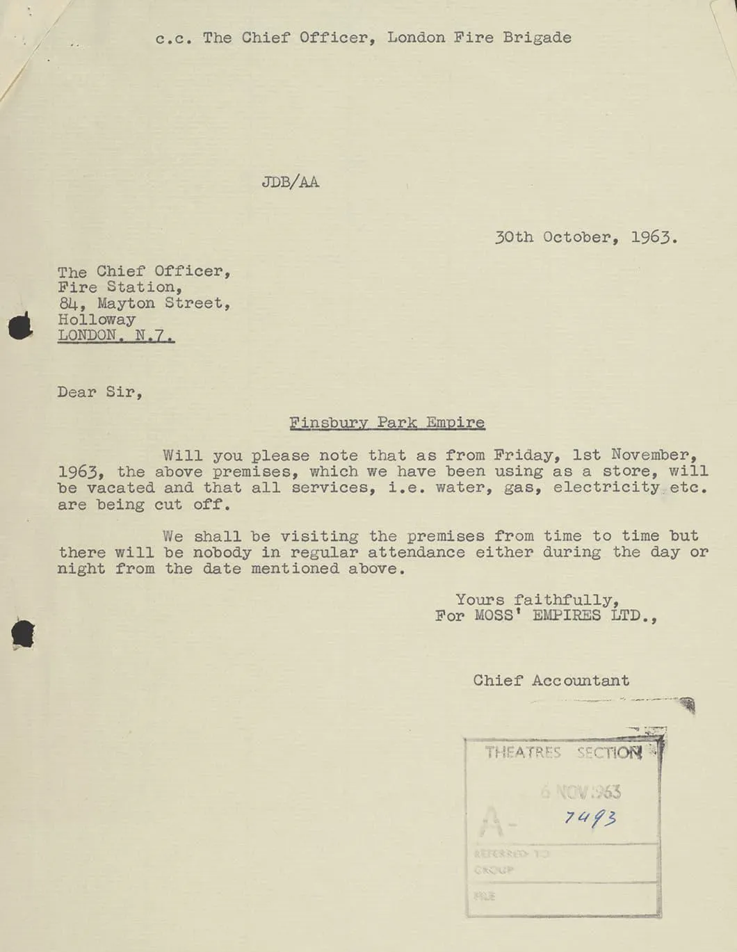 Typed letter from 1963