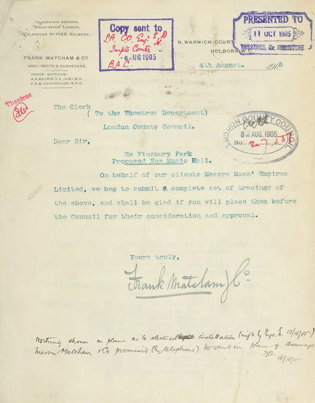 Typed letter with hand written signature