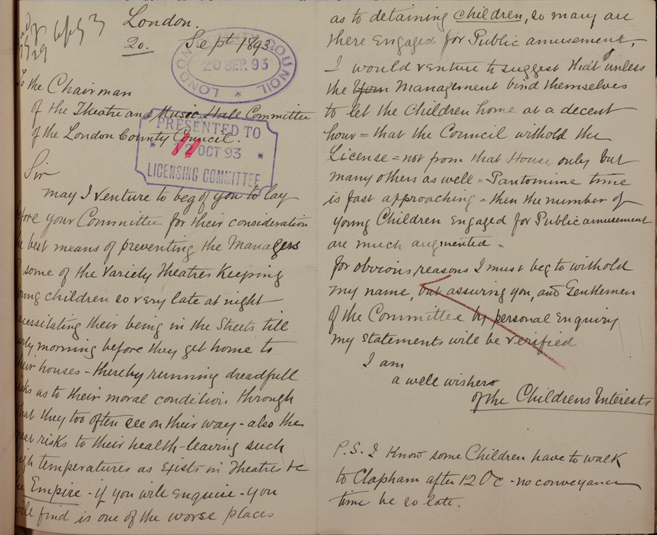 Hand written letter of complaint in black ink on beige paper 