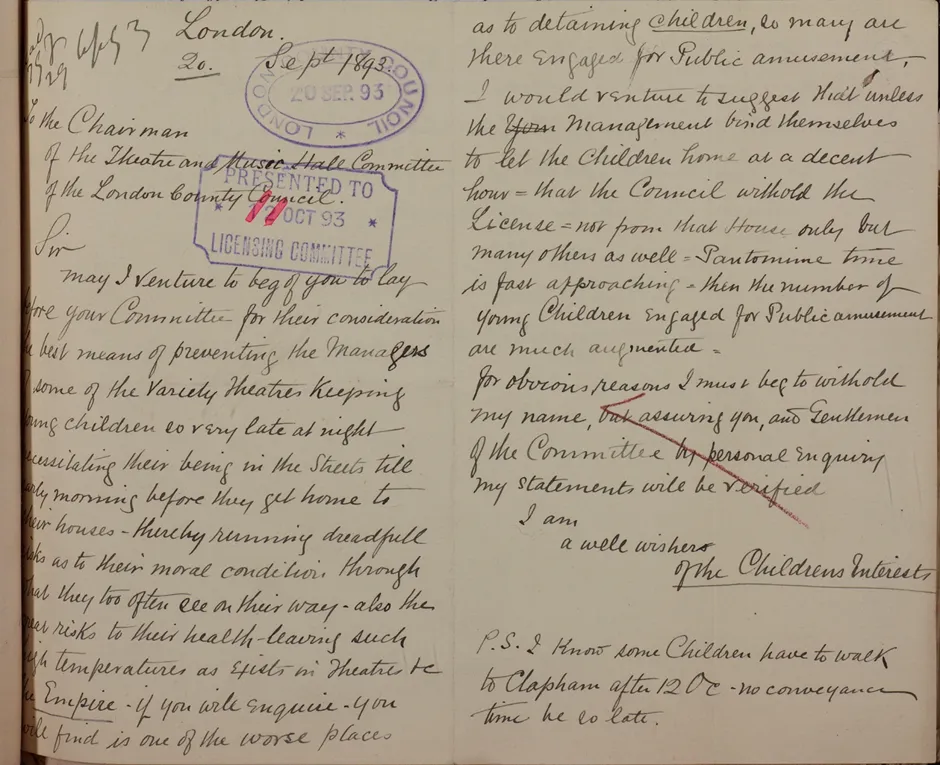 Hand written letter of complaint in black ink on beige paper