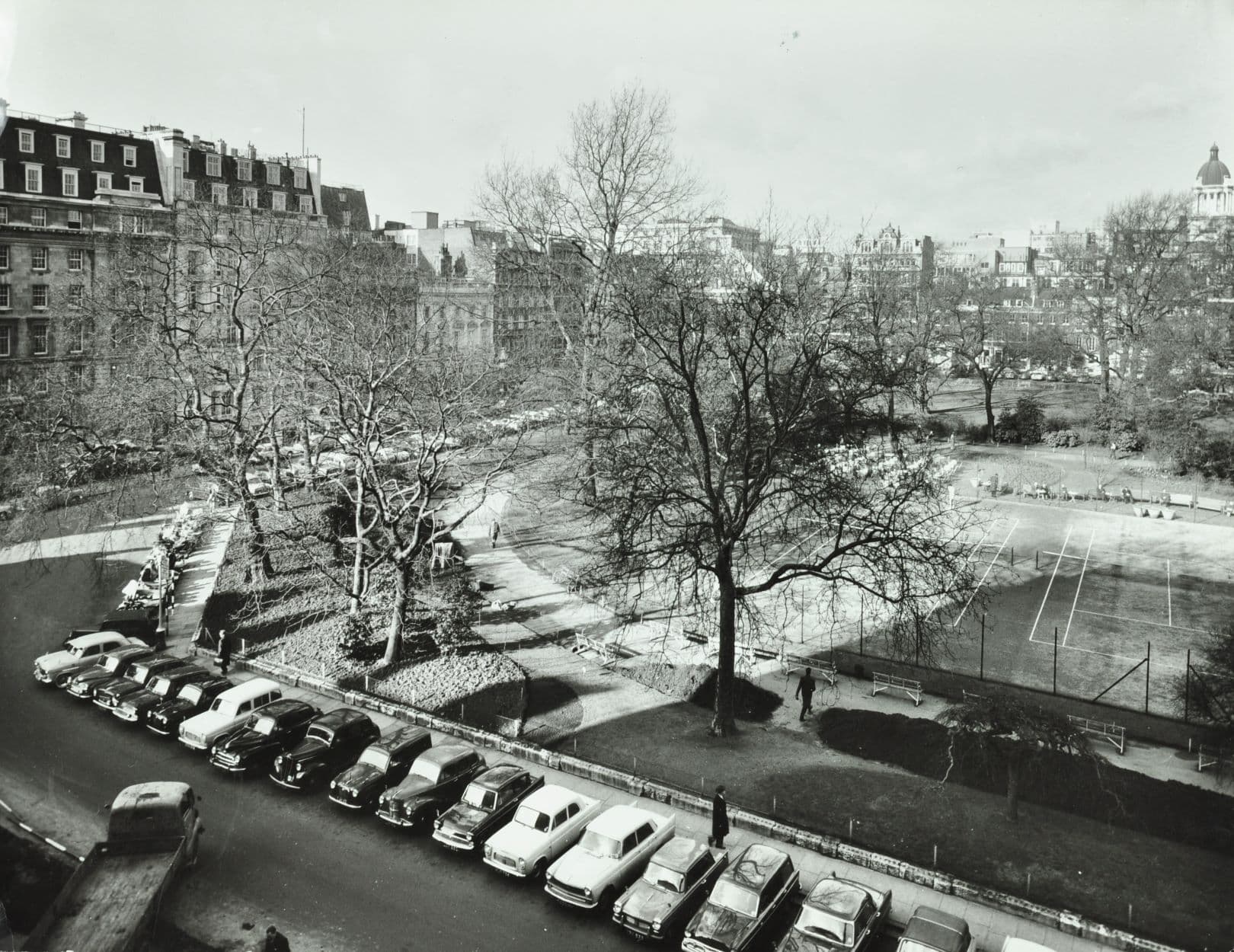 Lincoln’s Inn Fields in 1962 showing the tennis courts and plane trees