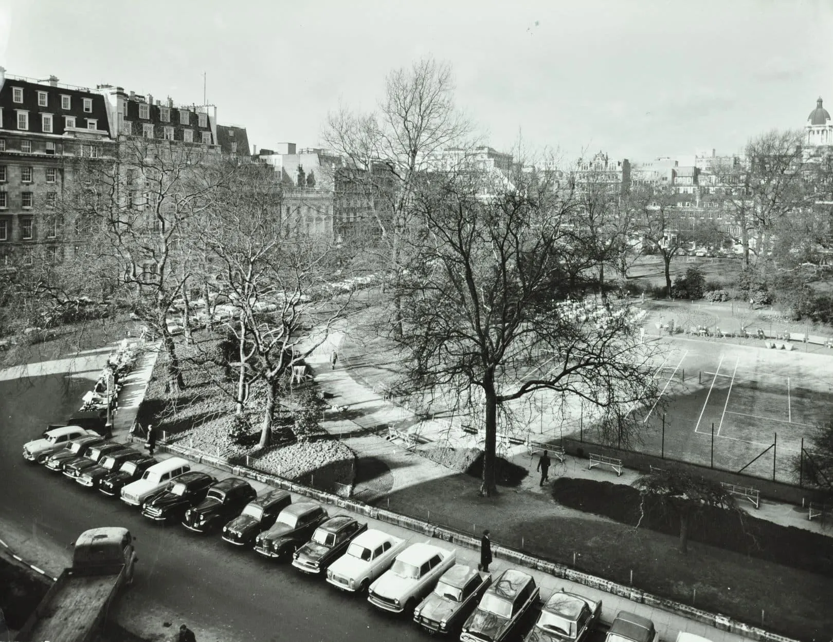 Lincoln’s Inn Fields in 1962 showing the tennis courts and plane trees