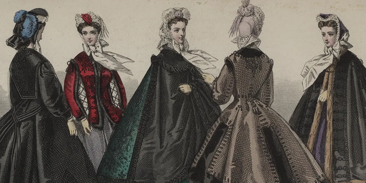 Victorian print showing women modelling the latest fashion