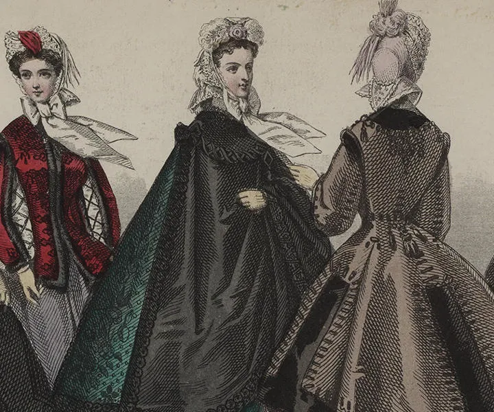 Victorian print showing women modelling the latest fashion