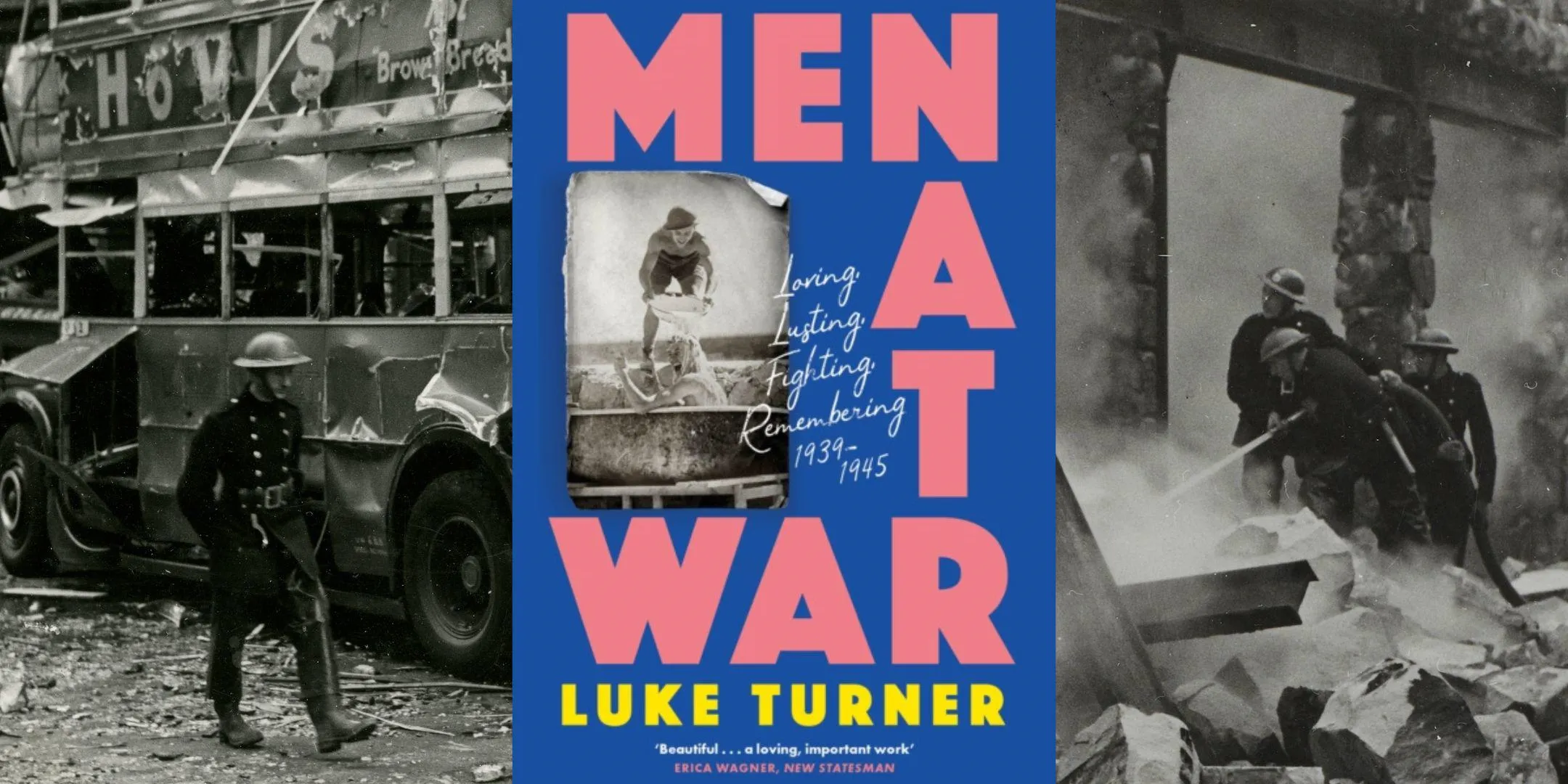 Book cover surrounded by photographs of wartime London