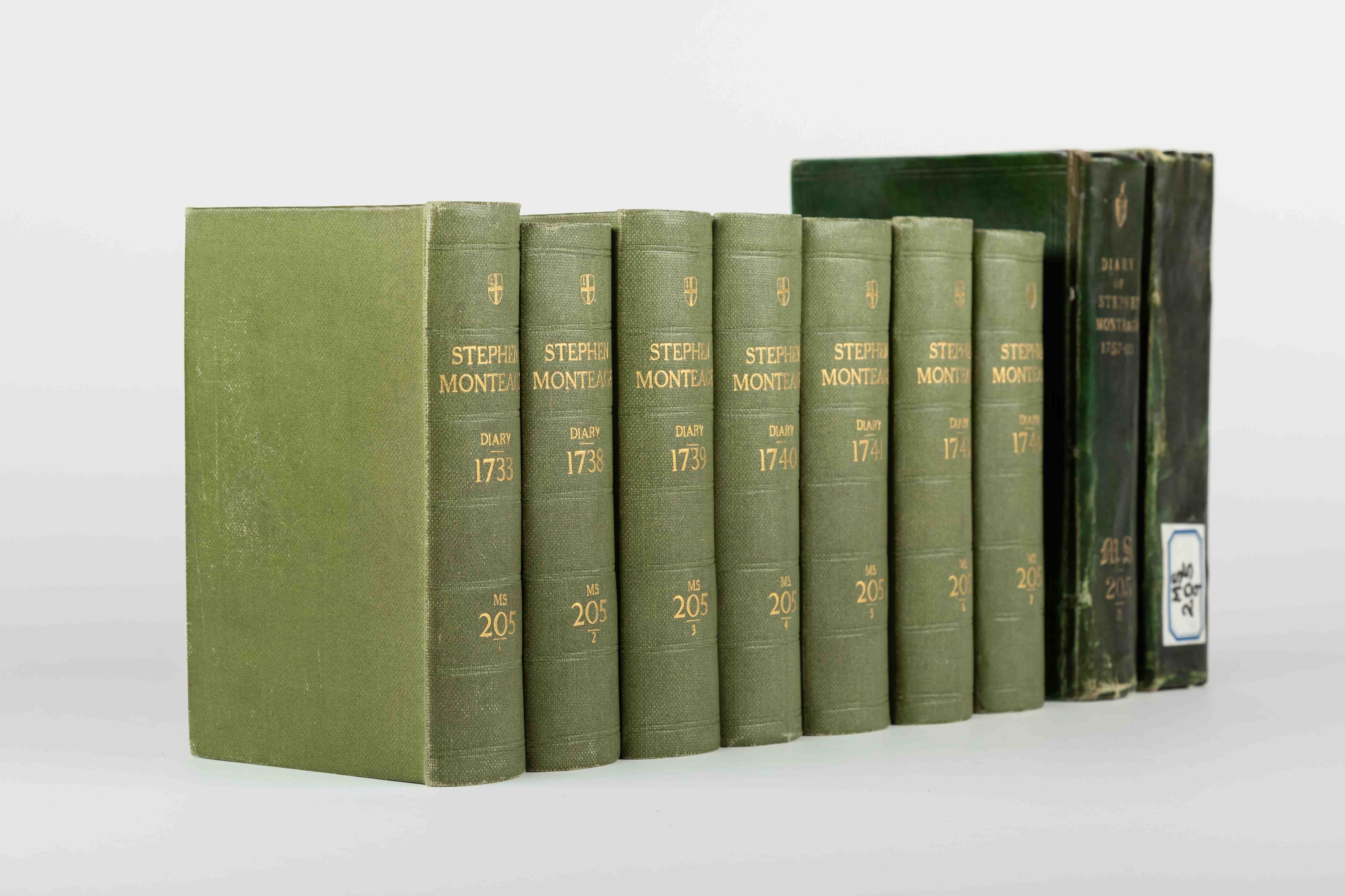 a set of green books
