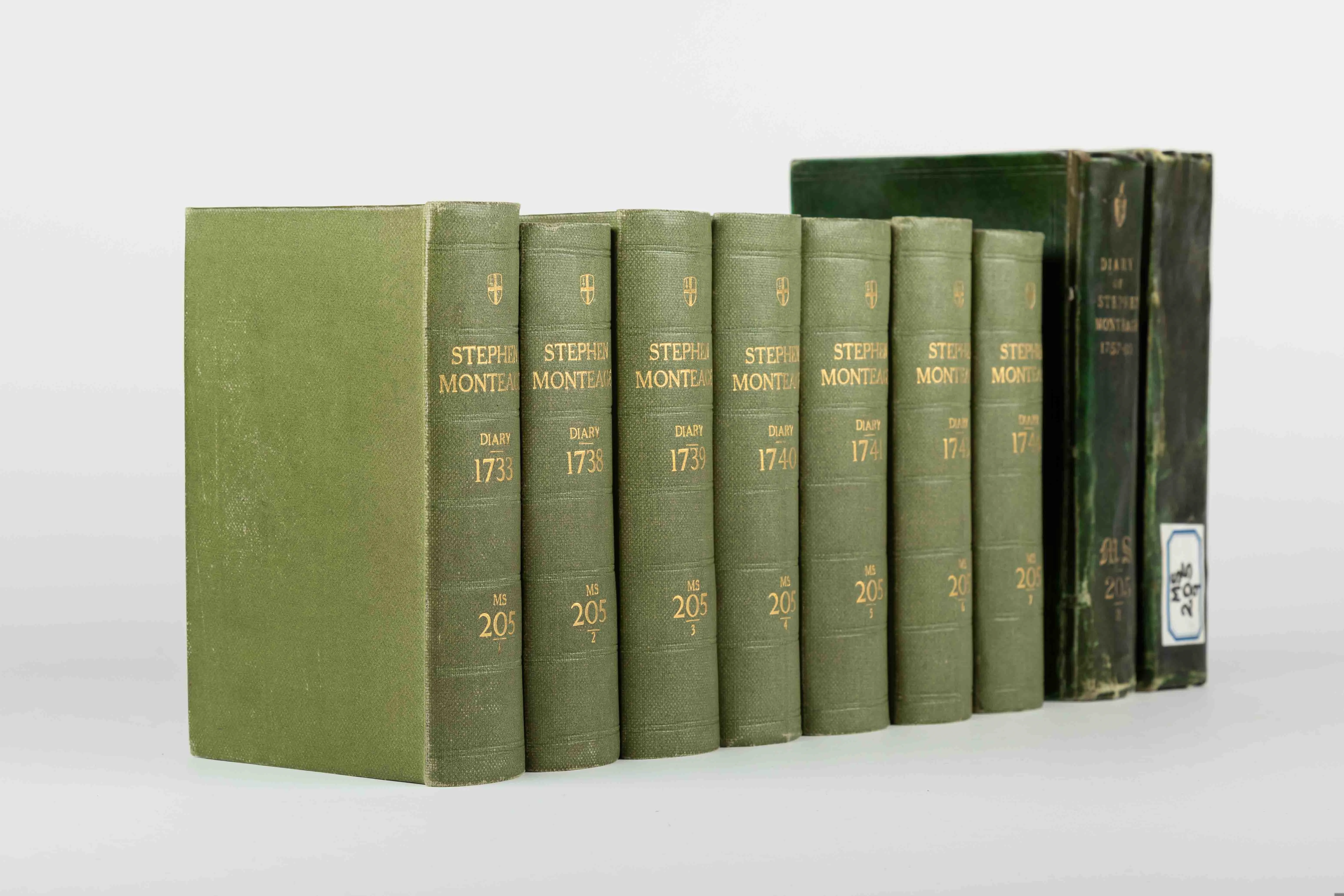 a set of green books