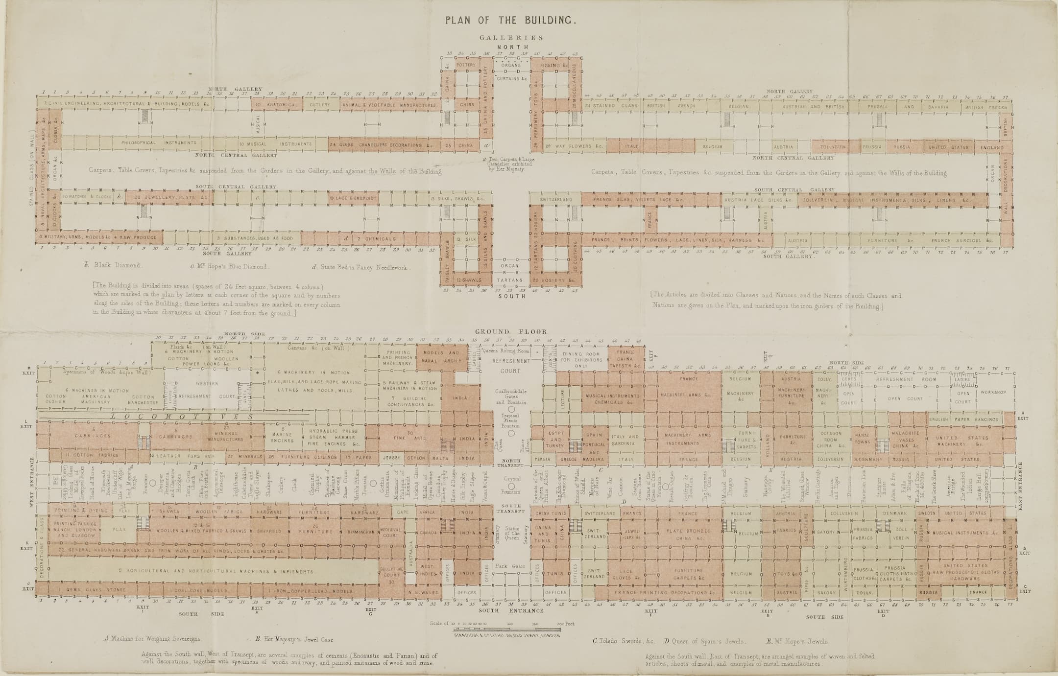 a block plan detailing the exhibition building