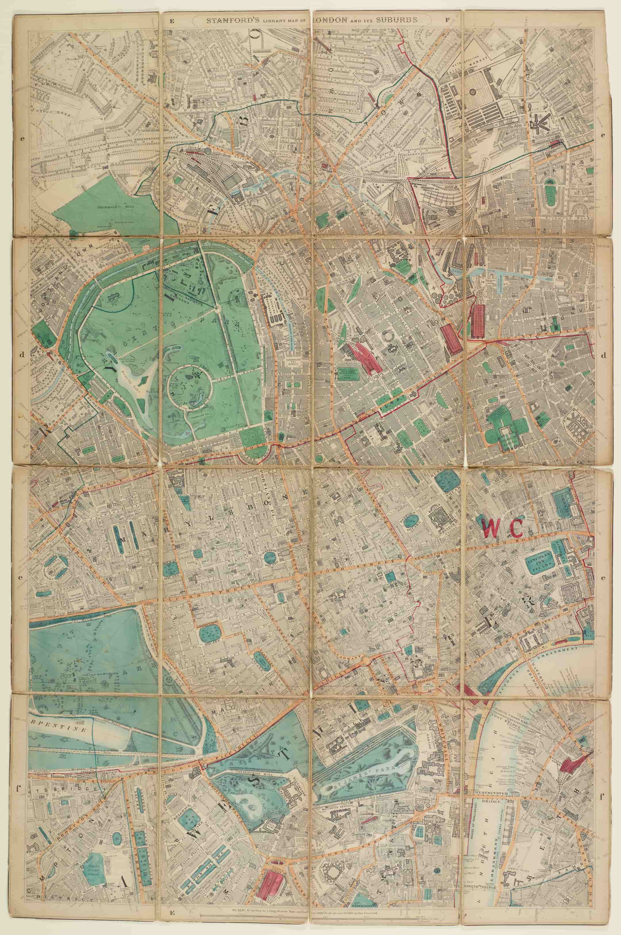Large and detailed map. To the left of the map is a large green space 