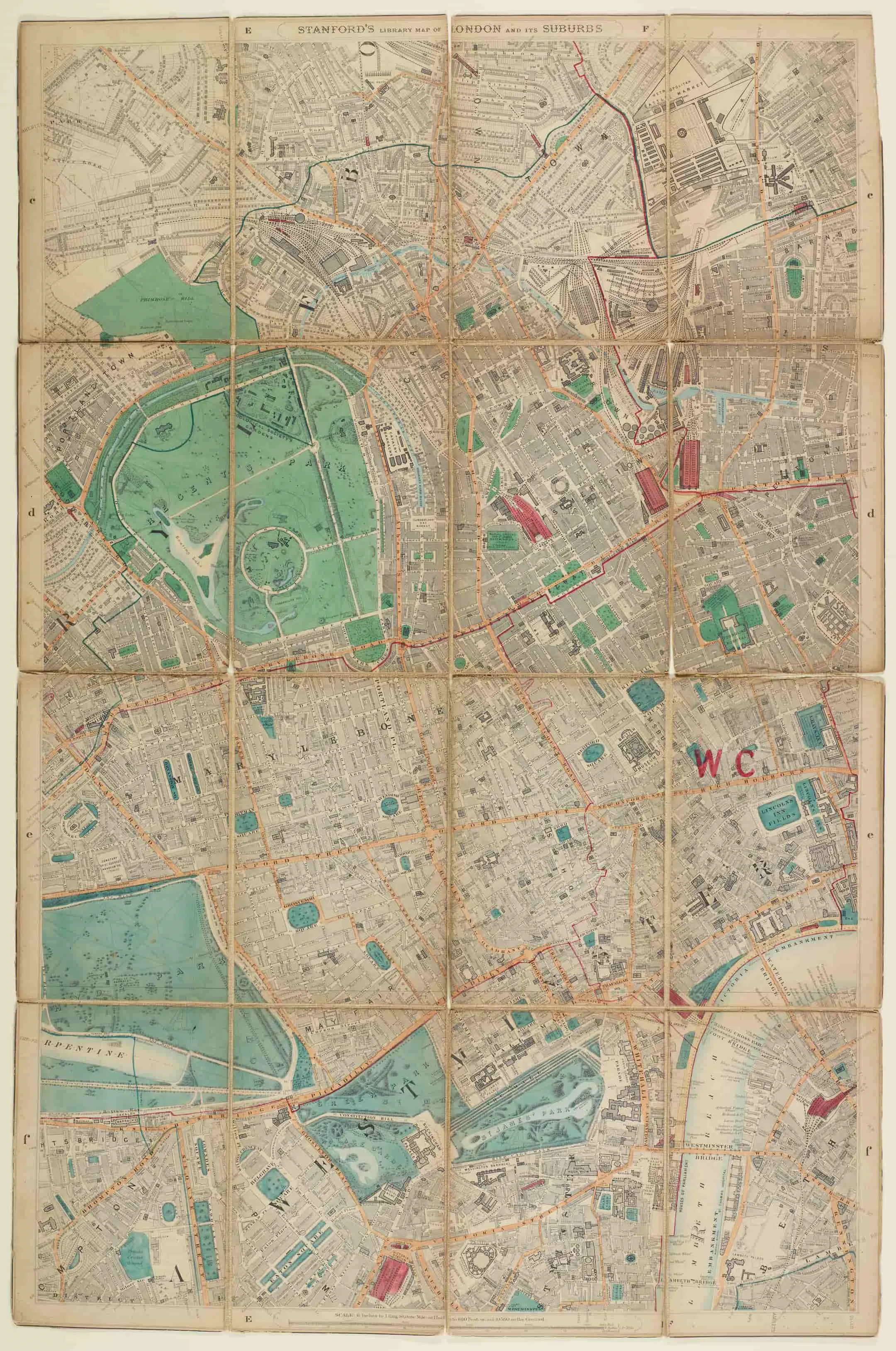 Large and detailed map. To the left of the map is a large green space