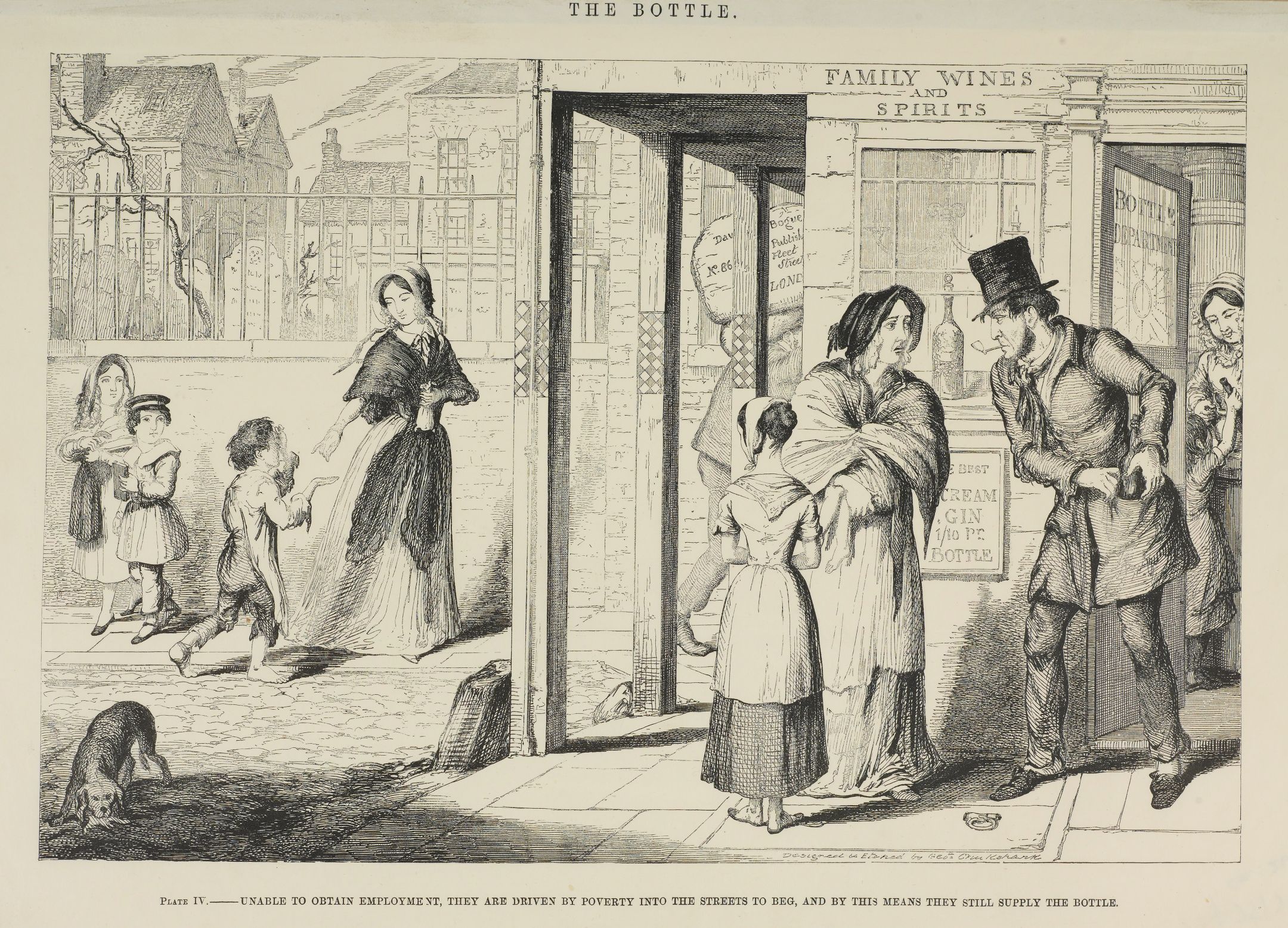 Plate IV from 'The Bottle' showing the effects of drunkenness