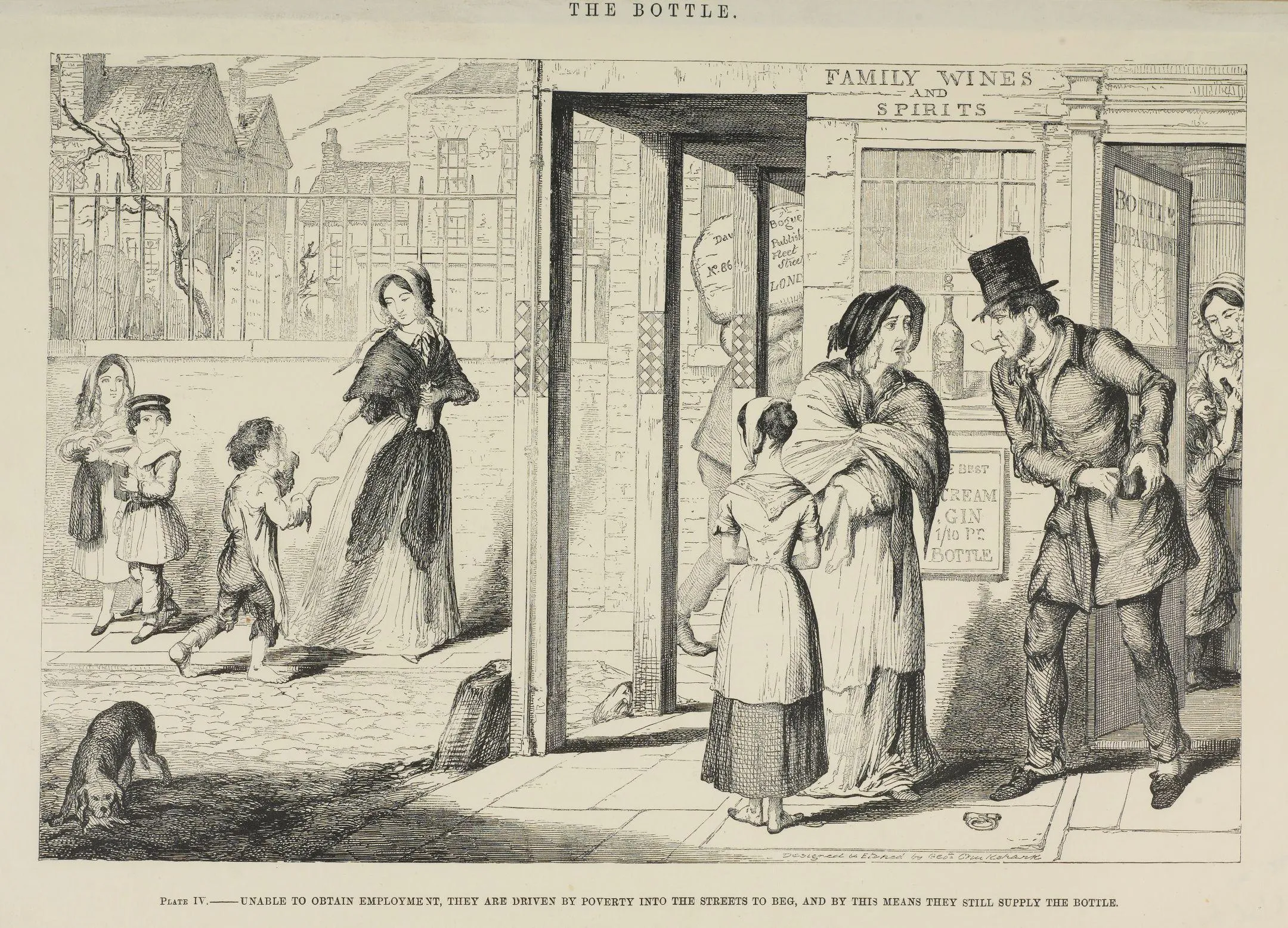 Plate IV from 'The Bottle' showing the effects of drunkenness