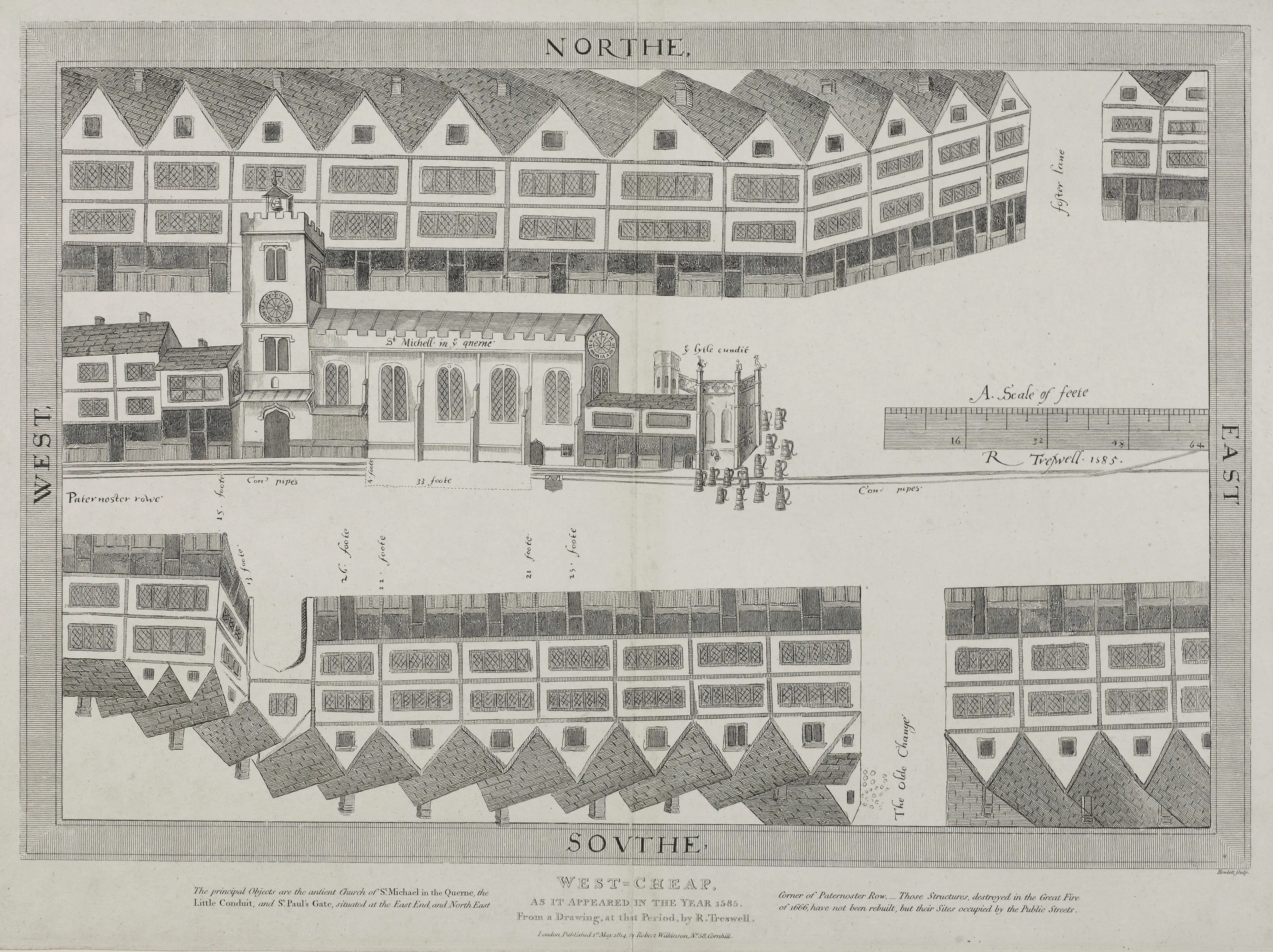 drawing of houses in cheapside in 1585