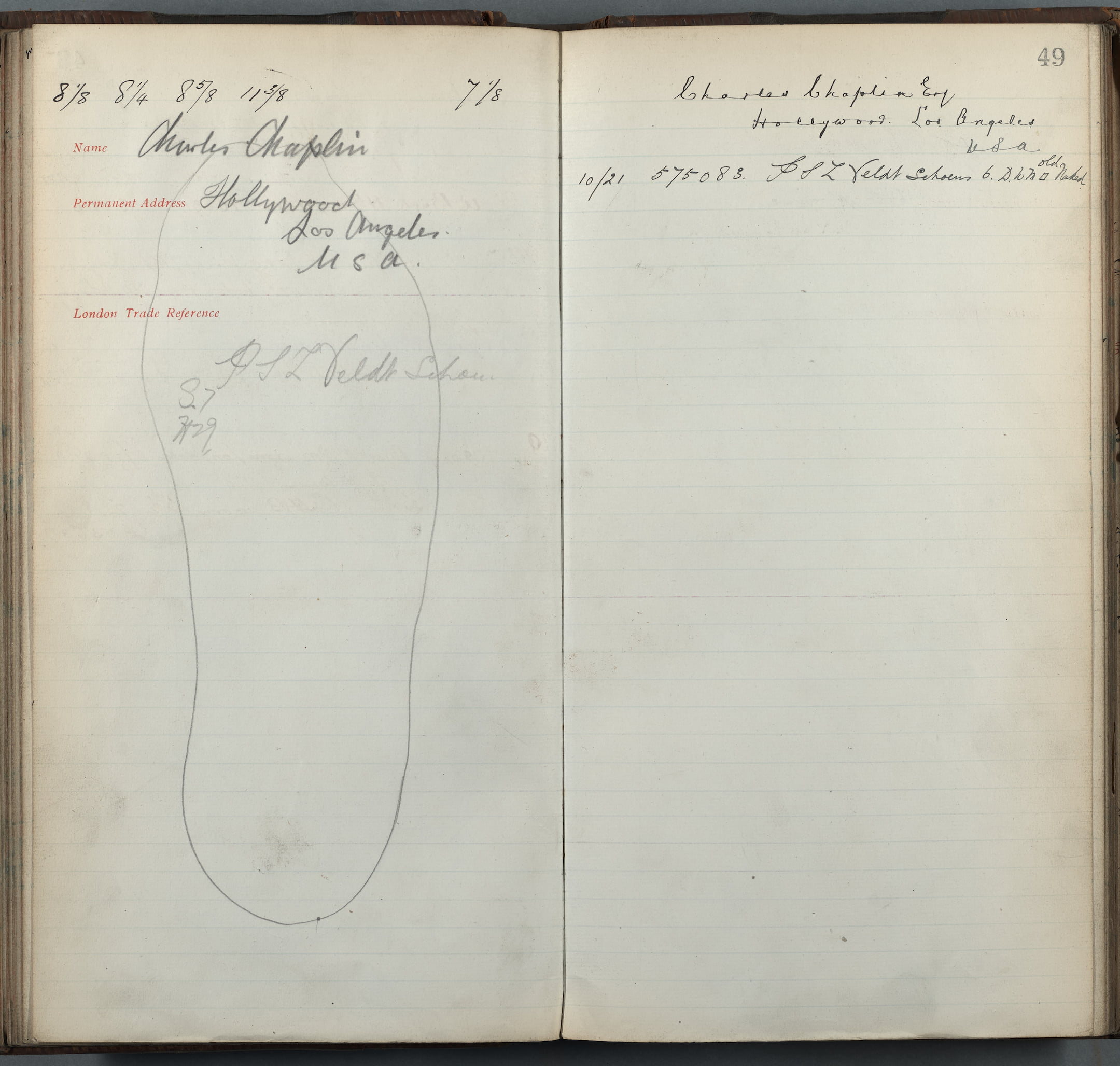 an outline of a right foot