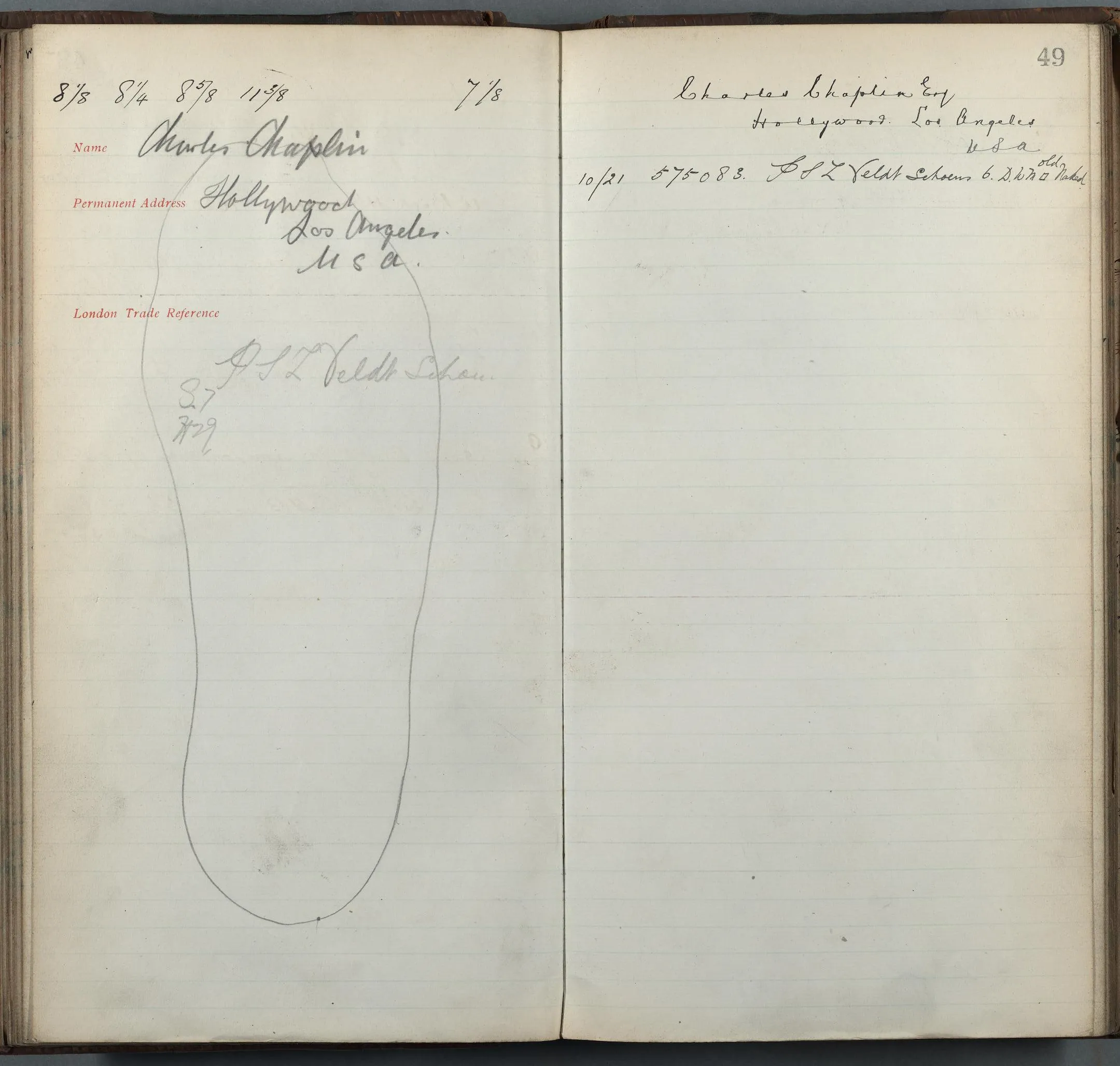an outline of a right foot