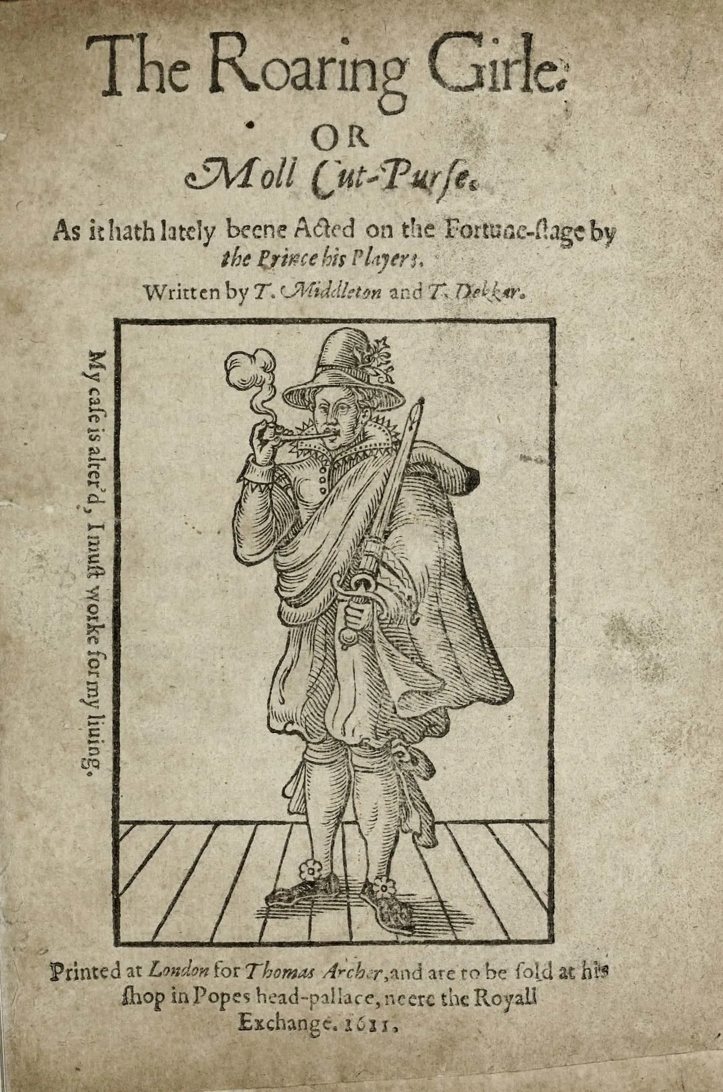 a woman dressed in the attire of a man and smoking a pipe