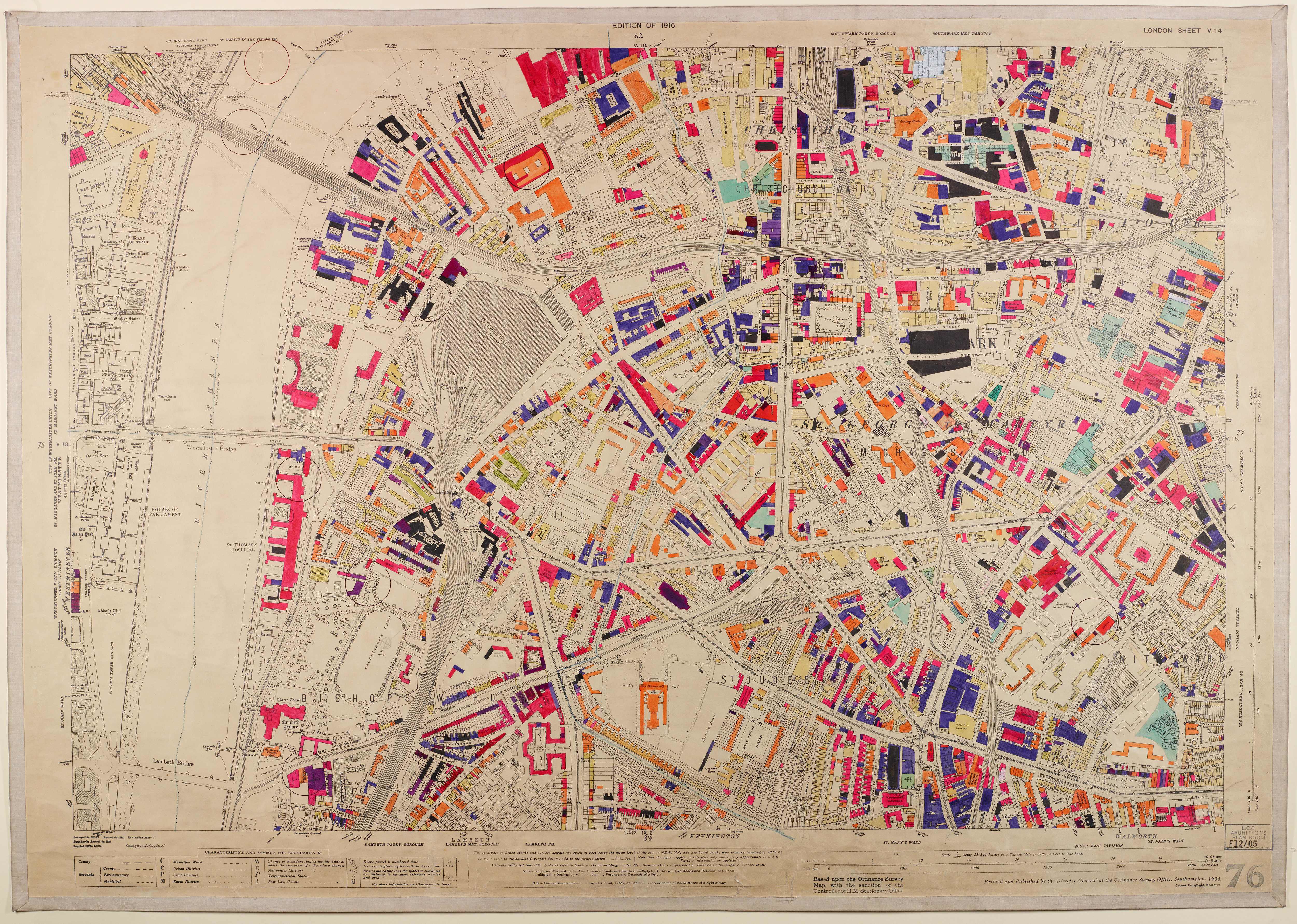 map of waterloo showing bomb damage in second world war