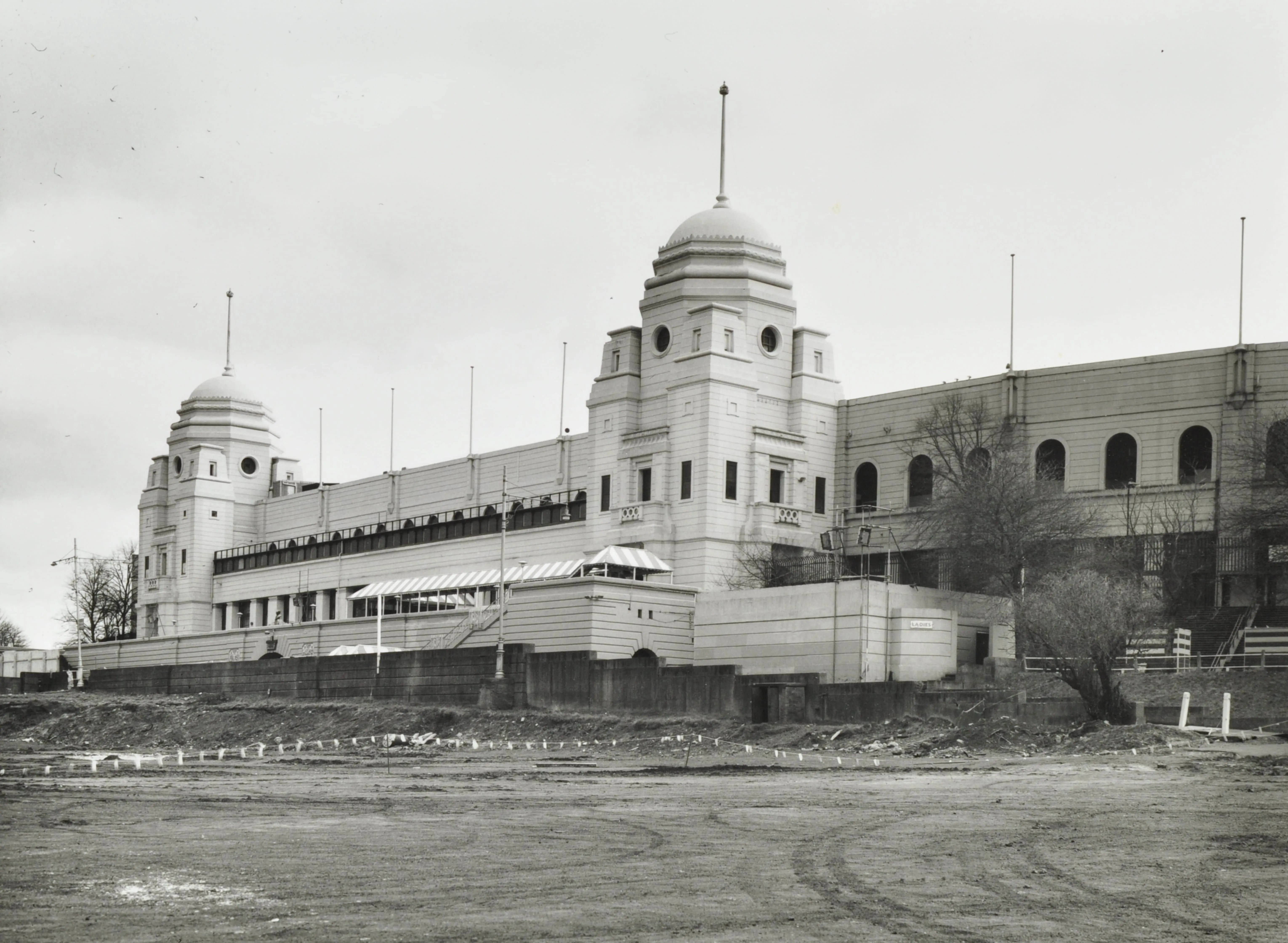 Wembley Stadium central block showing the twin towers in 1974