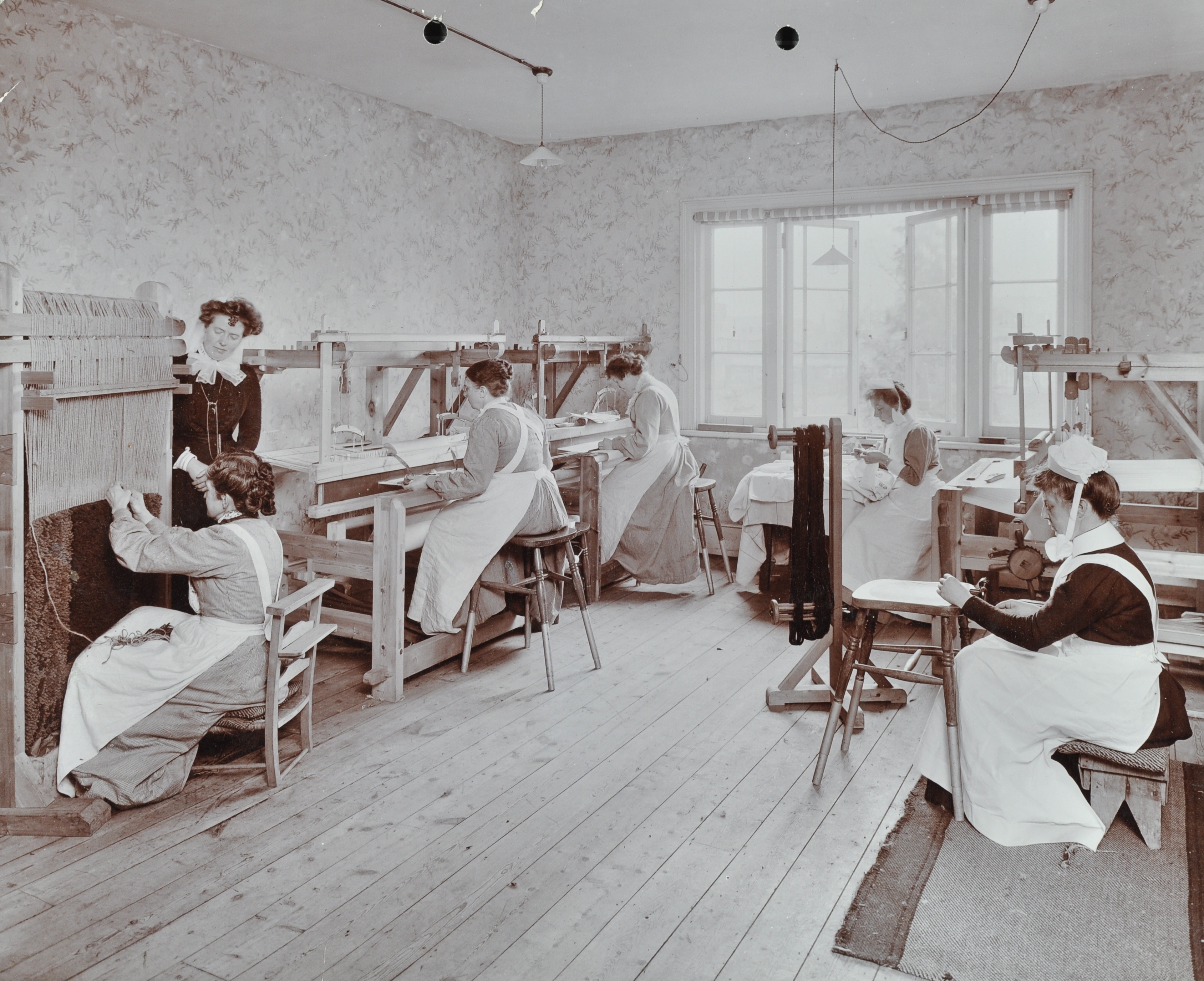 Women weaving and spinning at Farmfield Reformatory