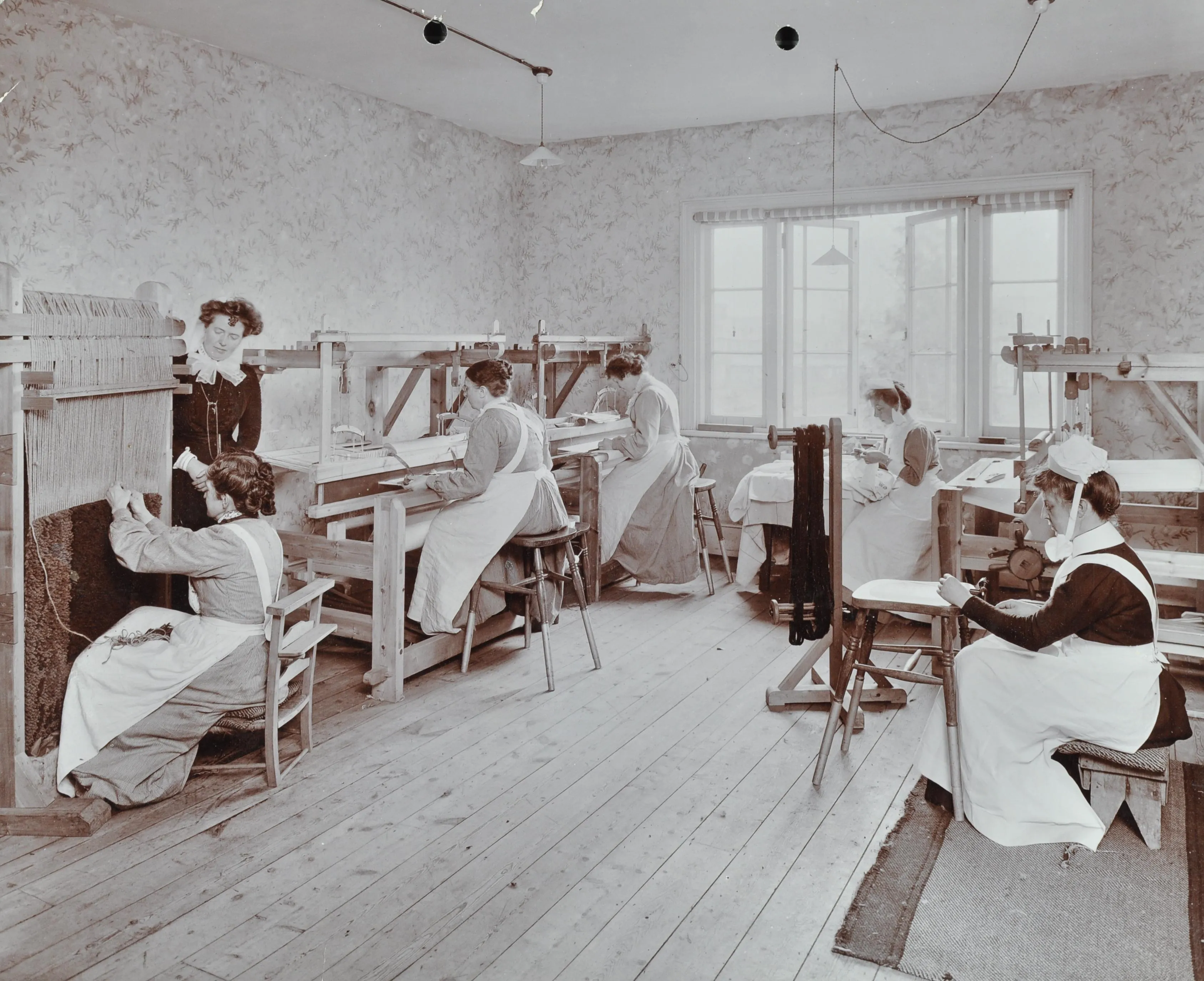 Women weaving and spinning at Farmfield Reformatory